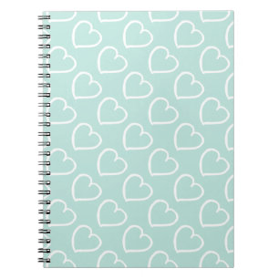 Pretty hand drawn hearts design white on blue spiral notebook