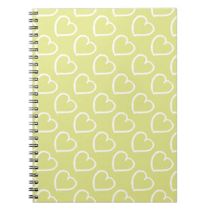 Pretty hand drawn hearts design white on green notebook