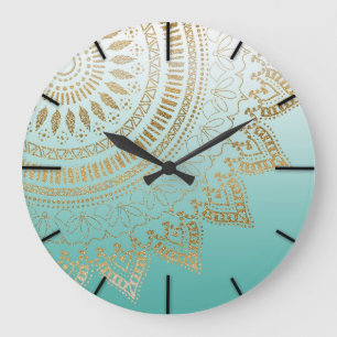 Pretty hand drawn tribal mandala elegant design large clock