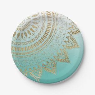 Pretty hand drawn tribal mandala elegant design paper plate