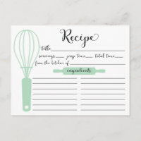 Pretty Hand Lettered Mint Green Whisk Recipe Card