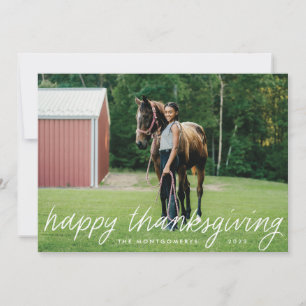 Pretty Hand Lettered Thanksgiving Holiday Photo Card