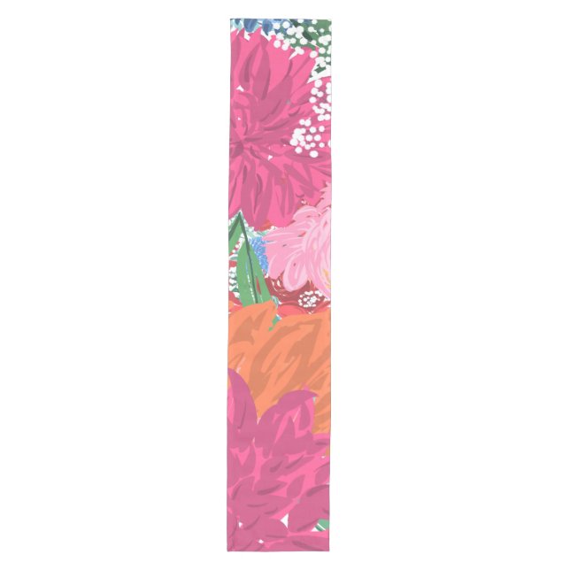 Pretty Hand Painted Colorful Flowers Medium Table Runner (Front)