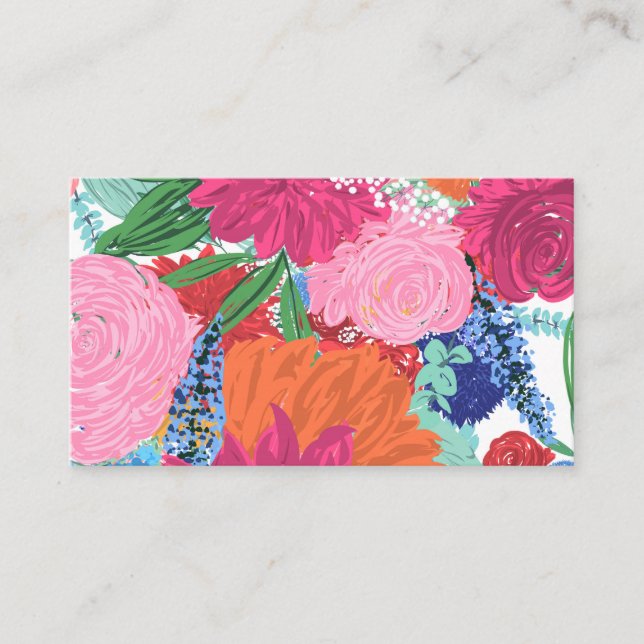 Pretty Hand Painted Colourful Flowers Business Card (Front)