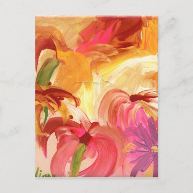 Pretty hand painted floral collage bright postcard (Front)