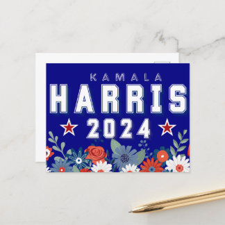Pretty Harris 2024 Floral Election Postcard
