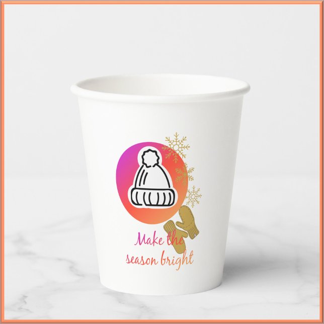 Pretty Hat and Mittens Winter Season Bright Paper Cups (Creator Uploaded)