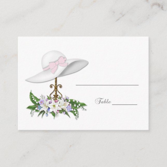 Pretty Hat, Flowers Place Card (Front)
