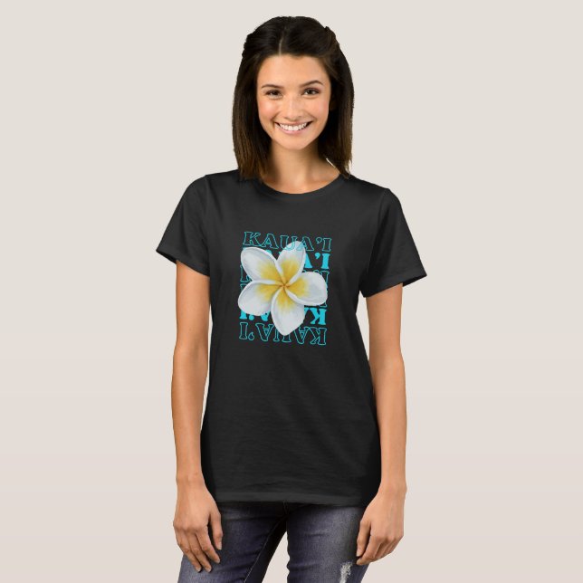 Pretty Hawaiian Floral Tropical Kaua'i T-Shirt (Front Full)