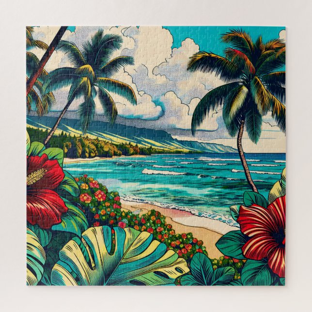 Pretty Hawaiian Island themed Jigsaw Puzzle (Vertical)
