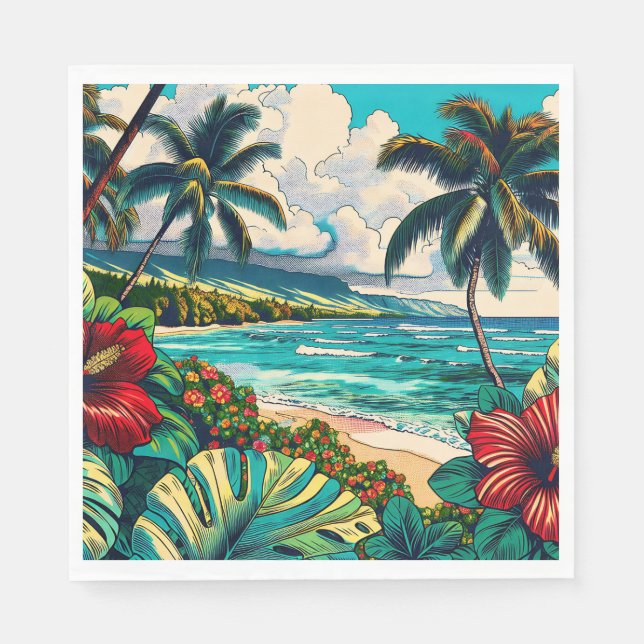 Pretty Hawaiian Island themed Napkin (Front)
