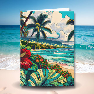 Pretty Hawaiian themed Anniversary Card