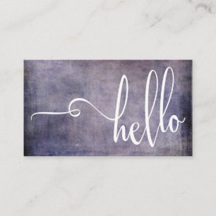 Pretty Hello Typography Over Dark Purple Grunge Business Card