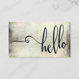 Pretty Hello Typography Over Yellow & Black Grunge Business Card