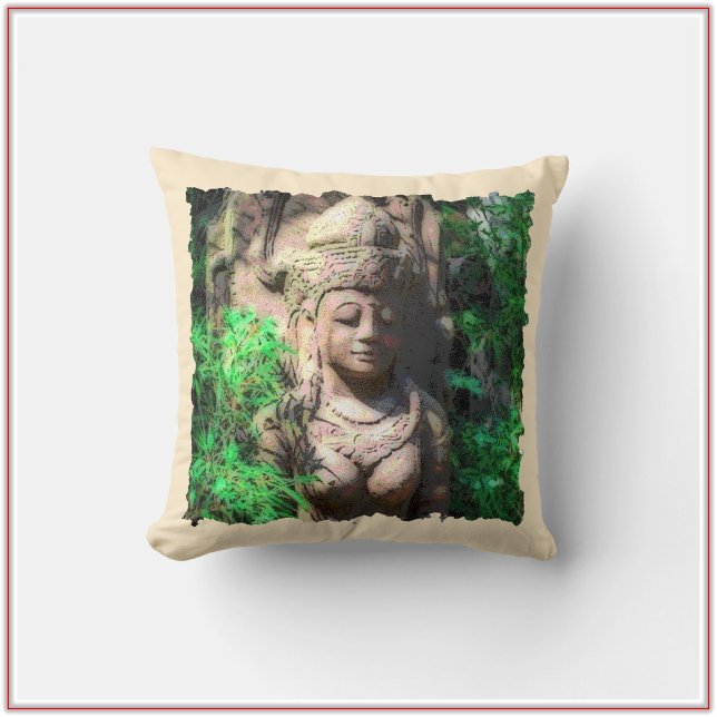 Pretty Hindu Goddess Sculpture Throw Pillow (Creator Uploaded)