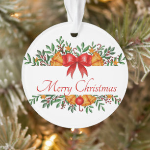 Pretty holiday banner custom ornament