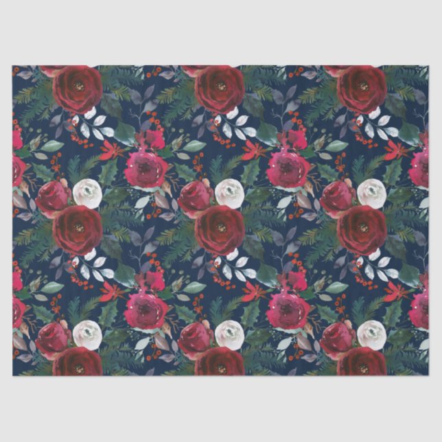 Pretty Holiday Grenadine Red Mistletoe Christmas Tissue Paper (Front)