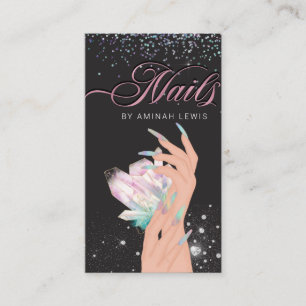 Pretty Holographic Crystal Glitter Nails Business Card