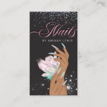 Pretty Holographic Crystal Glitter Nails