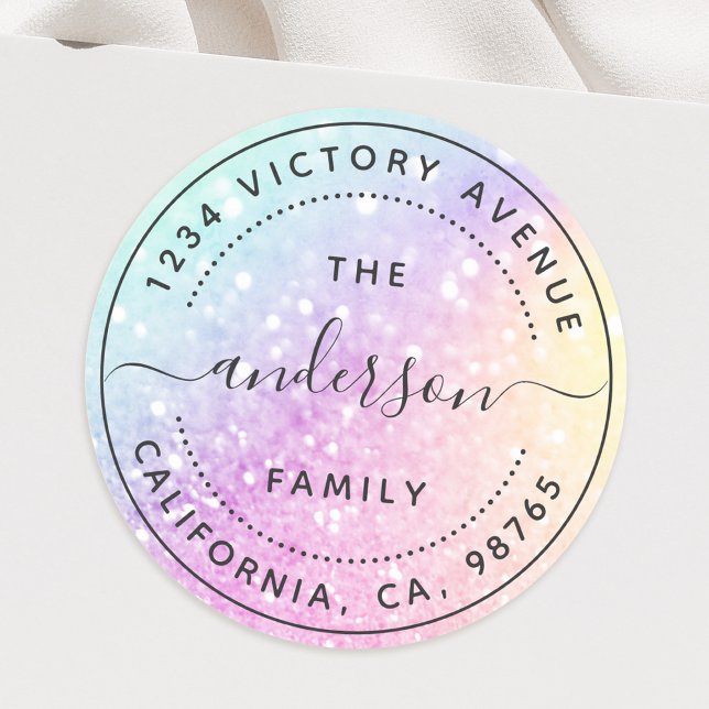 Pretty Holographic Glitter Girly Glamorous Classic Round Sticker (Creator Uploaded)