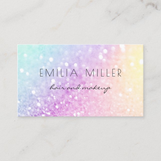 Pretty Holographic Glitter Girly Glamourous Business Card (Front)