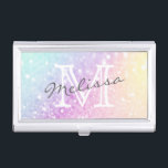 Pretty Holographic Glitter Girly Glamourous Business Card Holder<br><div class="desc">Easily personalise this elegant colourful bokeh glitter pattern with your custom details.</div>