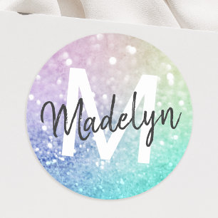 Pretty Holographic Glitter Girly Glamourous Classic Round Sticker