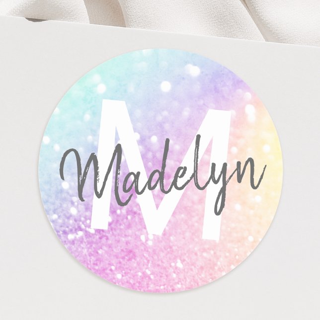 Pretty Holographic Glitter Girly Glamourous Classic Round Sticker (Creator Uploaded)