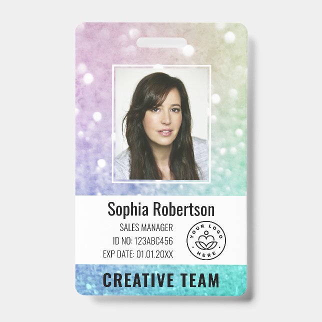 Pretty Holographic Glitter Girly Glamourous ID Badge (Front)
