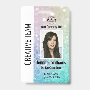 Pretty Holographic Glitter Girly Glamourous ID Badge