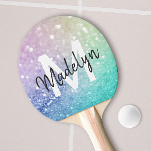 Pretty Holographic Glitter Girly Glamourous Ping Pong Paddle