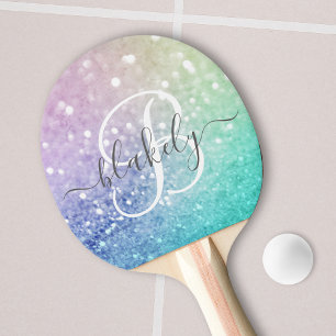 Pretty Holographic Glitter Girly Glamourous Ping Pong Paddle