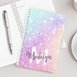 Pretty Holographic Glitter Girly Glamourous Planner<br><div class="desc">Easily personalise this elegant colourful bokeh glitter pattern with your custom details.</div>