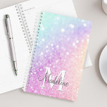 Pretty Holographic Glitter Girly Glamourous Planner<br><div class="desc">Easily personalise this elegant colourful bokeh glitter pattern with your custom details.</div>
