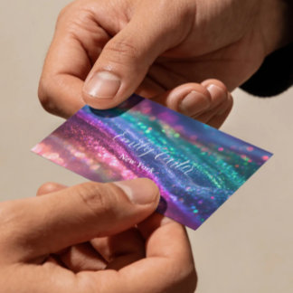 Pretty Holographic Glitter Girly neon colours Business Card