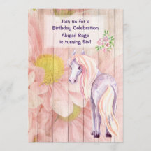 Pretty Horse and Daisies on Barn Wood Birthday