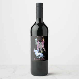 Pretty Horse and Dreamcatcher, Dreams & Wishes Wine Label