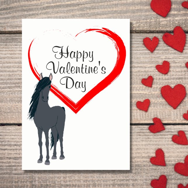 Pretty Horse and Heart Happy Valentine's Day Holiday Card (Creator Uploaded)