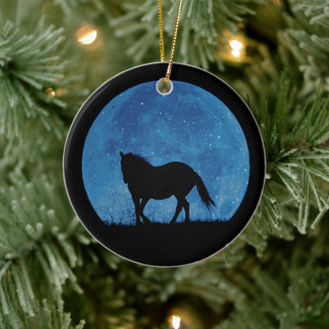 Pretty Horse and Moon Christmas Ornament (Tree)