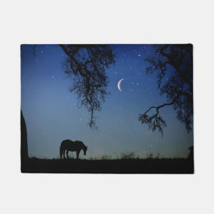 Pretty Horse and Oak Tree Moon Floor Mat