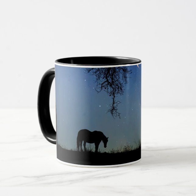 Pretty Horse and Starry Night with Oak Trees Mug (Front Left)