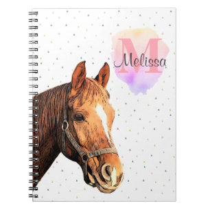 Pretty Horse Animal Equestrian Stables Monogram  Notebook