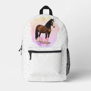 Pretty Horse Animal Equestrian Stables Monogram Printed Backpack