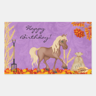 Pretty Horse in Autumn Leaves Birthday Sticker