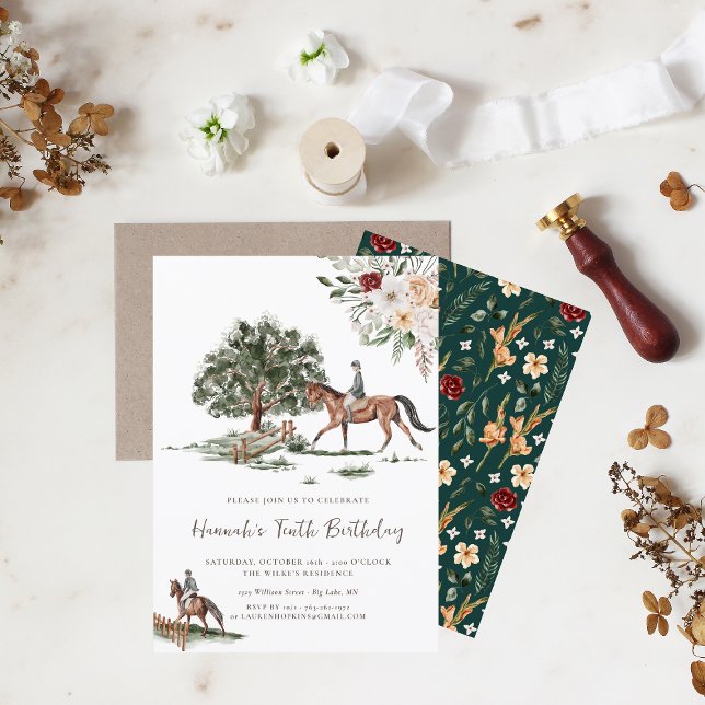 Pretty Horse Jockey Riding Birthday Party  Invitation (Creator Uploaded)