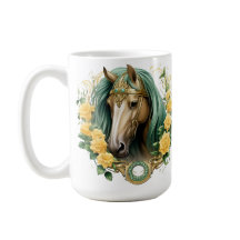 PRETTY HORSE WITH YELLOW ROSES AND GOLD FRAME