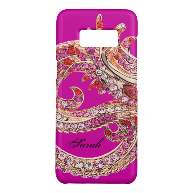 Pretty Hot Pink Bejeweled Case-Mate Samsung Galaxy Case (Back)