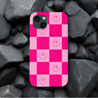 Pretty Hot Pink Chequered & Happy Smile Faces