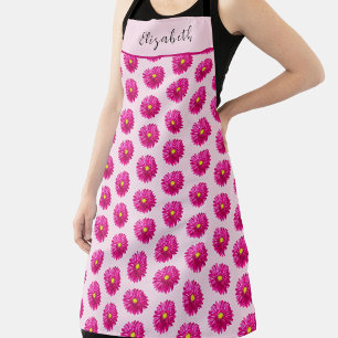 Pretty Hot Pink Daisies Custom Name Apron