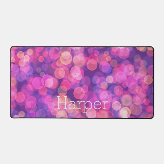 Pretty Hot Pink Floating Colour  Desk Mat (Front)